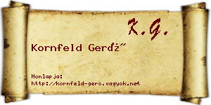 Kornfeld Gerő névjegykártya